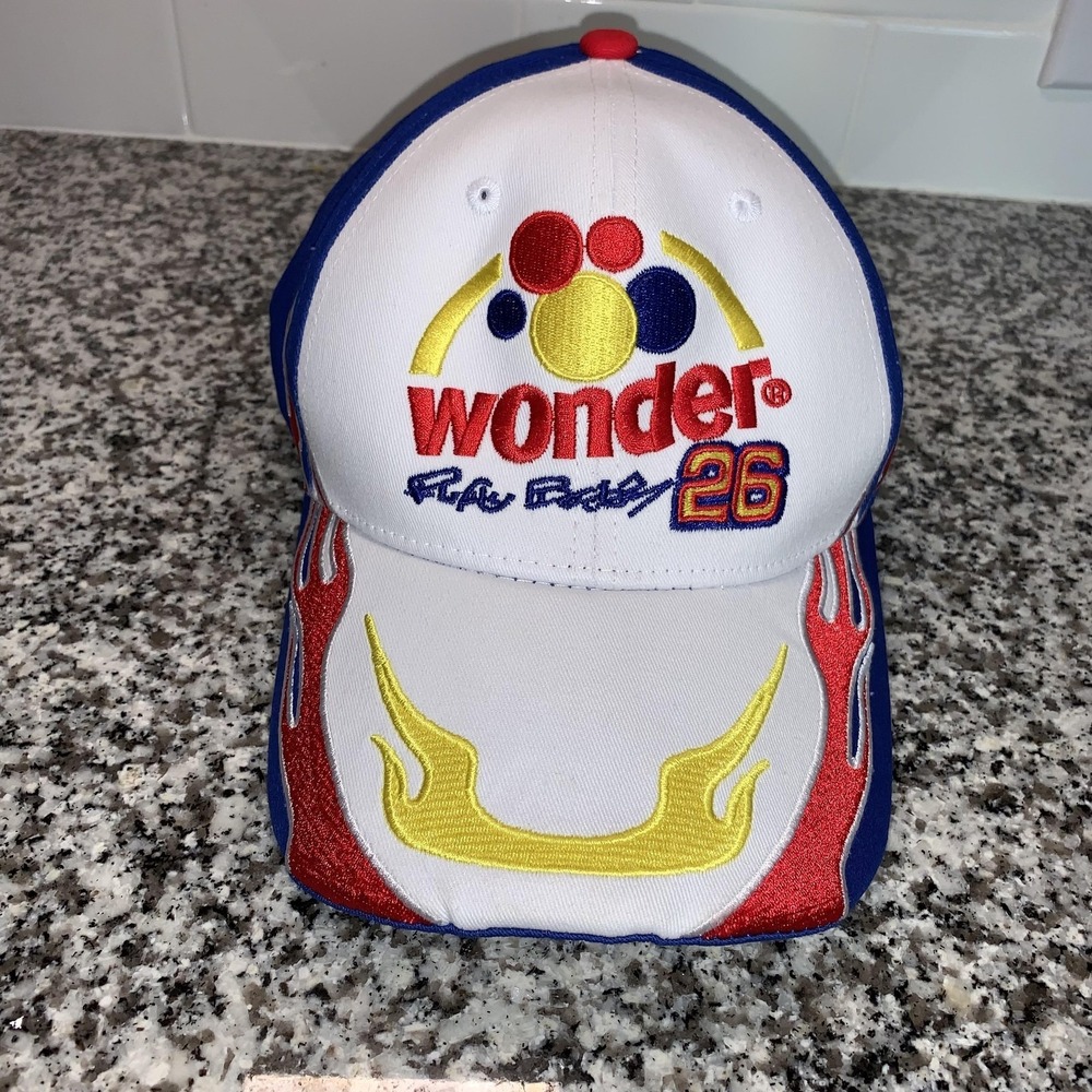 Wonder Bread Ricky Bobby 26 Hat Cap Strap Back One Size Blue Flames NASCAR Mens